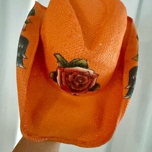 Vintage Orange Floral Cowboy Hat